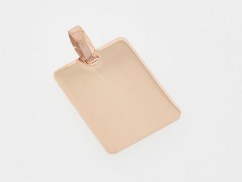 Rechteckige Silber Gravurplatte in schlichtem Design, teilmattiert und rosé vergoldet, gefertigt von Juwelier Harnisch, ideal für persönliche Gravuren.