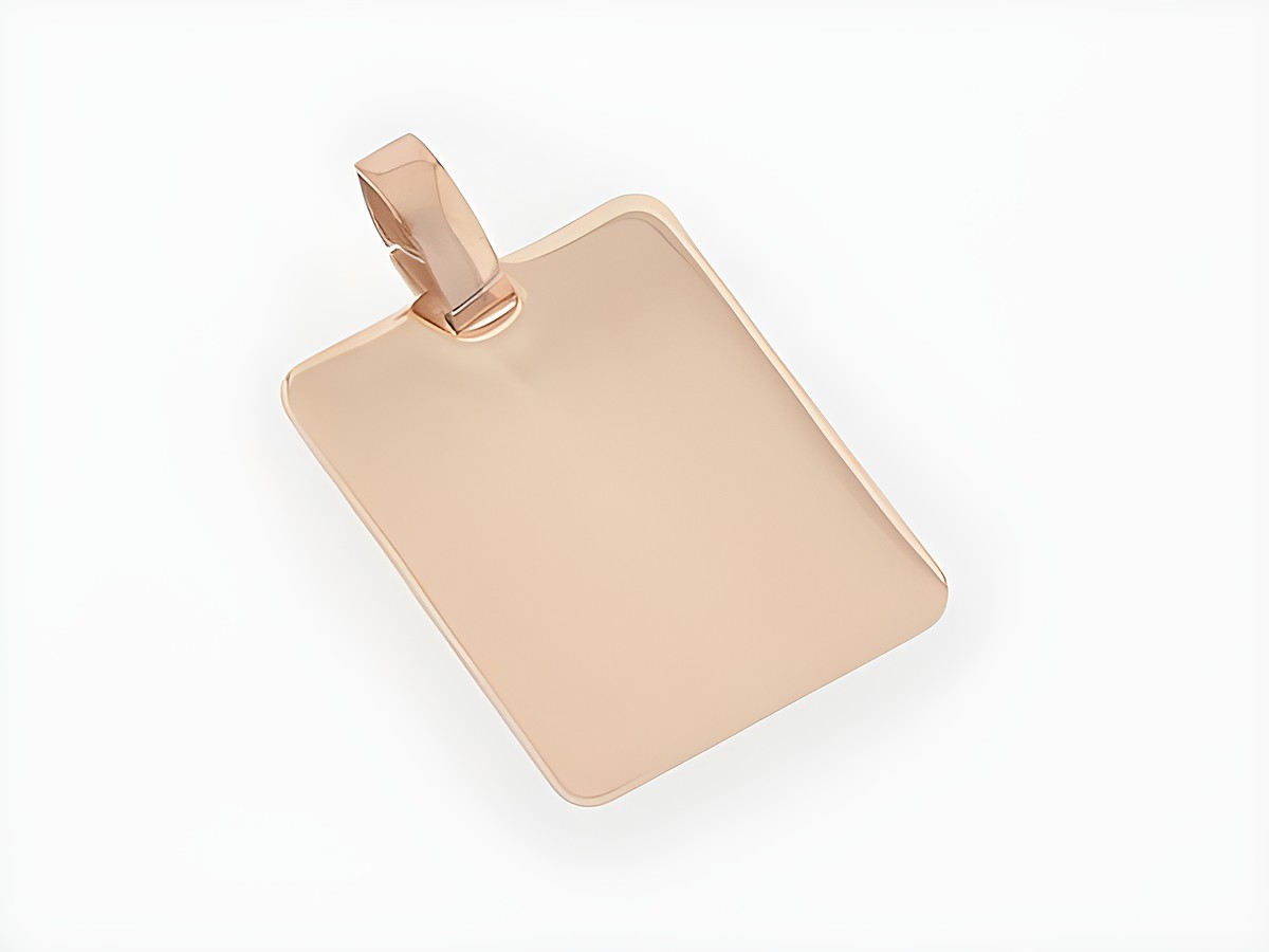 Rechteckige Silber Gravurplatte in schlichtem Design, teilmattiert und rosé vergoldet, gefertigt von Juwelier Harnisch, ideal für persönliche Gravuren.