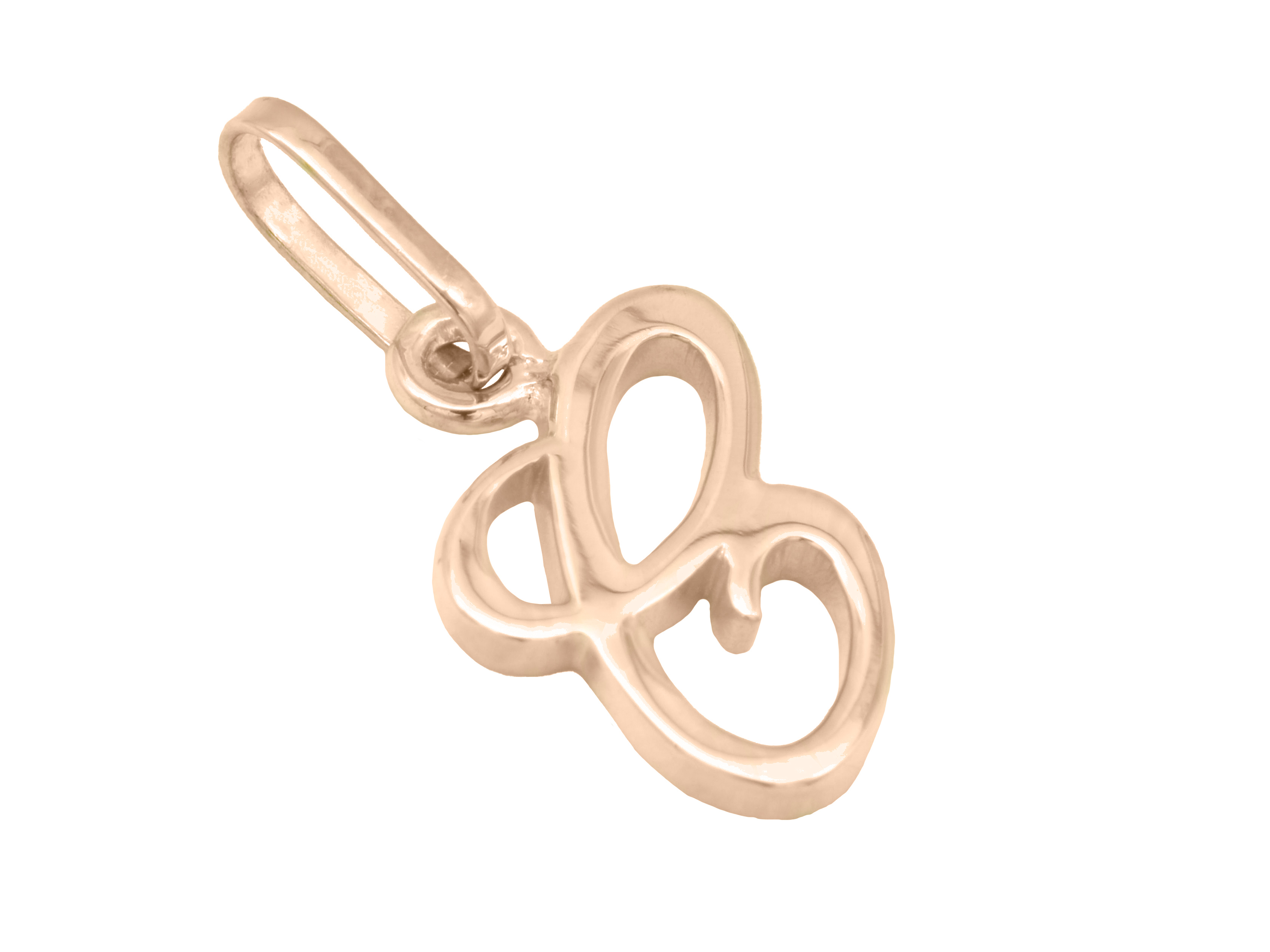 Buchstaben Anhänger C aus Sterling Silber, roségold vergoldet und poliert, hergestellt von Juwelier Harnisch, elegantes Design mit geschwungenen Linien.