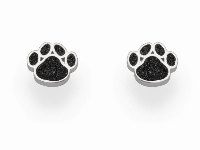 DUR Ohrringe in Form von Pfotenabdrücken aus Sterling Silber mit schwarzer Oberfläche, ansprechend und stilvoll, ideal für Tierliebhaber. Diese Ohrringe verleihen jedem Outfit einen besonderen Akzent.