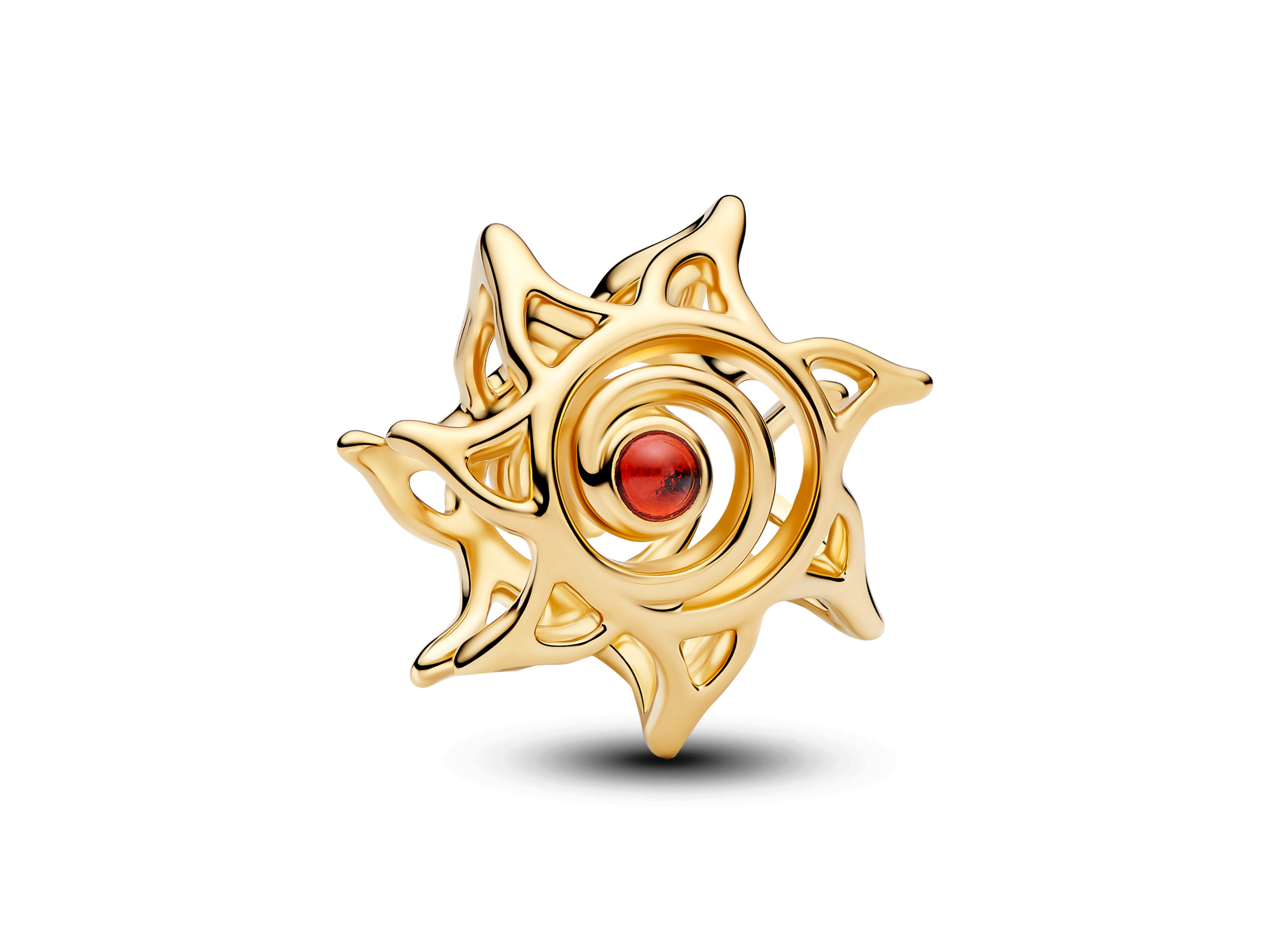 Pandora 764625C01 - Sonnen-Openwork-Charm synth. Kristall - Orange - Gelbgold Vergoldung