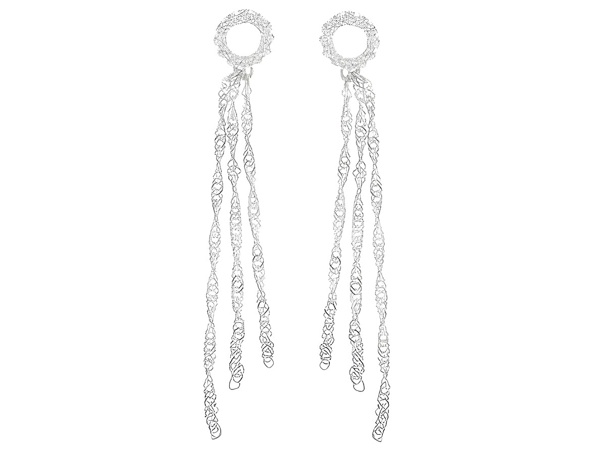 Zarte Ohrringe Stecker in Silber rhodiniert mit einem Kreis und Kettchen, verziert mit Zirkonia, hergestellt von Juwelier Harnisch. Elegantes Design für jeden Anlass.