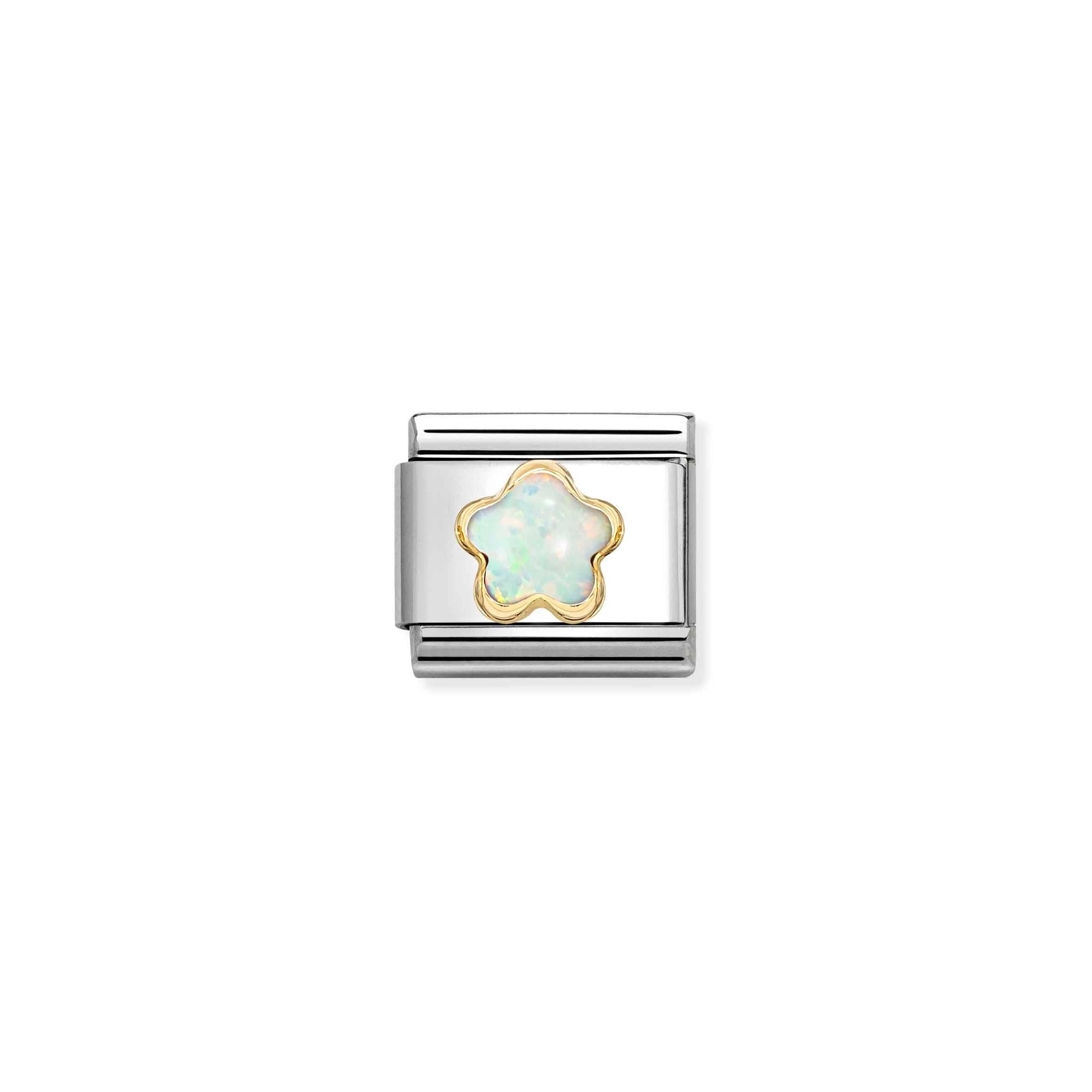 Nomination Composable Classic Charm Blüte Opal weiß - Edelstahl, Gold 750 Gelbgold – Ansicht 2