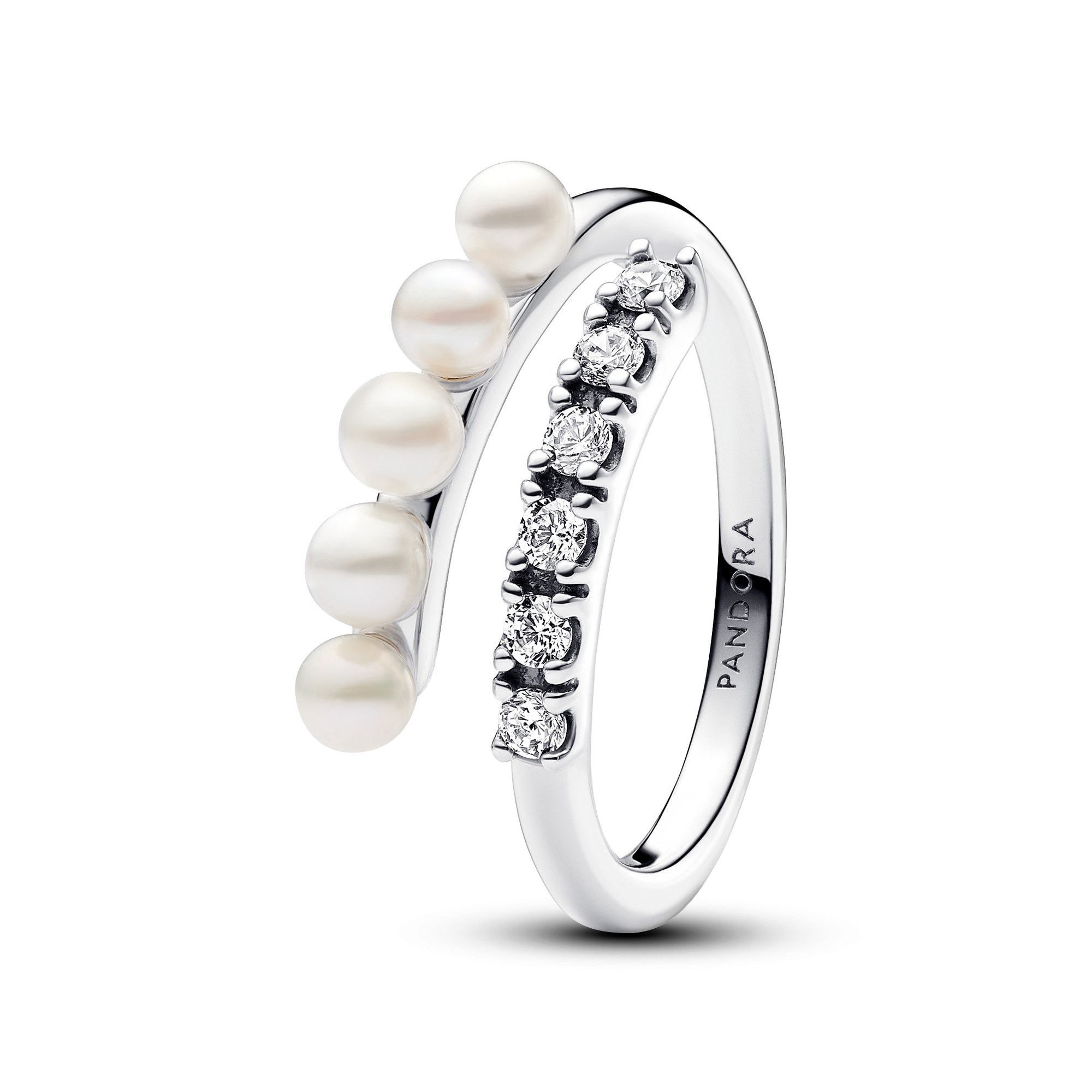 Pandora Zuchtperlen & Pavé Offener Ring - Silber - Steinmix Weiß