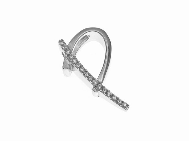 Anhänger aus sterling Silber in Form des Buchstabens P, poliert und mit Zirkonia verziert, glänzendes Design, ideal für individuelle Schmuckstücke, Hersteller Juwelier Harnisch.