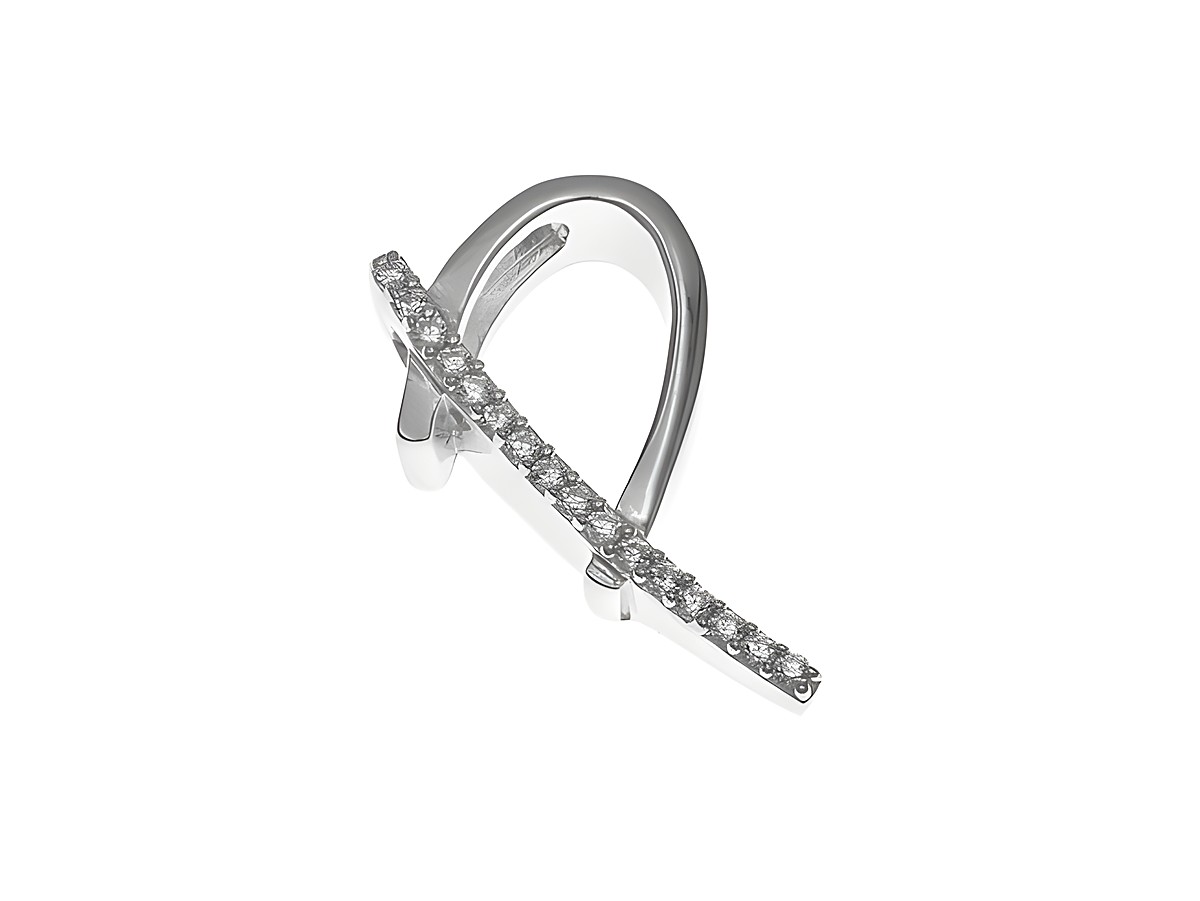 Anhänger aus sterling Silber in Form des Buchstabens P, poliert und mit Zirkonia verziert, glänzendes Design, ideal für individuelle Schmuckstücke, Hersteller Juwelier Harnisch.