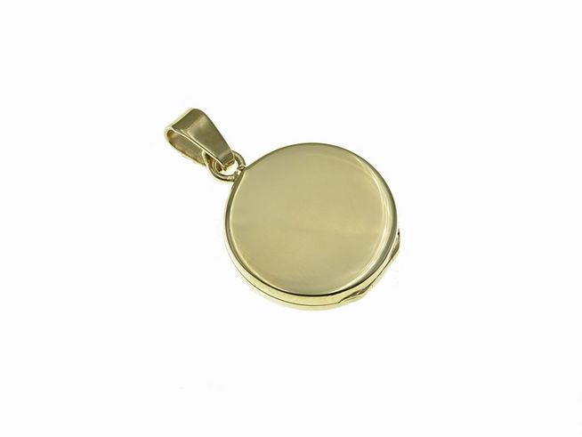 Rundes Gold Medaillon von Juwelier Harnisch, reizend, mattiert und poliert, aus 750 Gold, ovaler Form, ideal für persönliche Gravuren oder als zarte Schmuckstück.