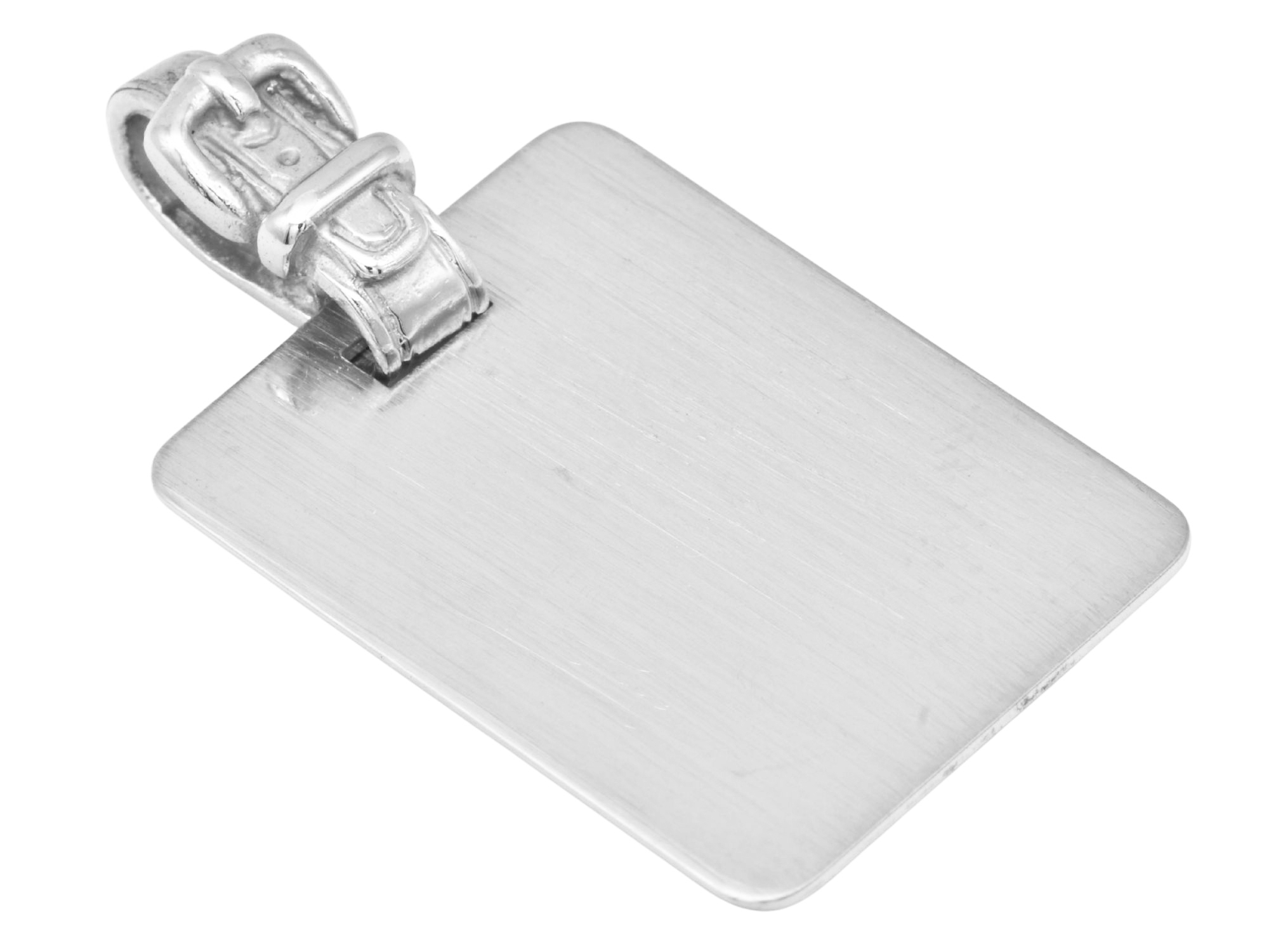 Anhänger Gravurplatte mit Schnalle - Sterling Silber 925 - teilmattiert rhodiniert