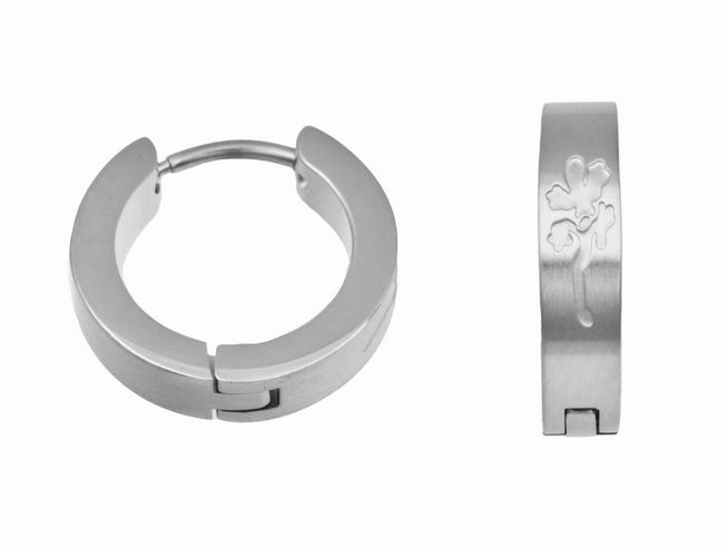 Edelstahl Creolen Gecko 1,6 cm teilmattiert von Juwelier Harnisch, modernes Design mit einem stilisierten Gecko-Motiv, ideal für jeden Anlass.