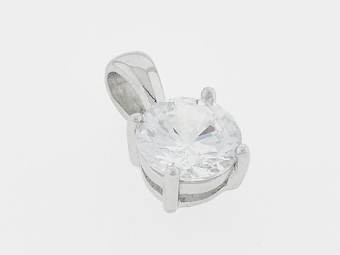 Silber Anhänger rund aus strahlendem Silber mit klarem Zirkonia, Hersteller: Juwelier Harnisch, perfekt für elegante Schmuckstücke.