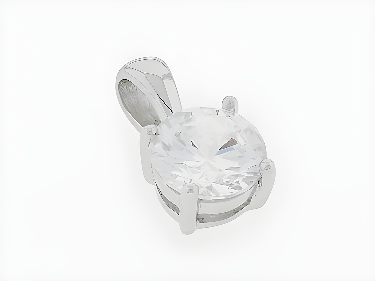 Silber Anhänger rund aus strahlendem Silber mit klarem Zirkonia, Hersteller: Juwelier Harnisch, perfekt für elegante Schmuckstücke.