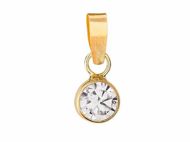 Gelbgold 585 Anhänger von Xenox mit polierter Oberfläche und Zirkonia, elegant und zeitlos gestaltet, ideal für verschiedene Schmuckstücke und Anlässe.