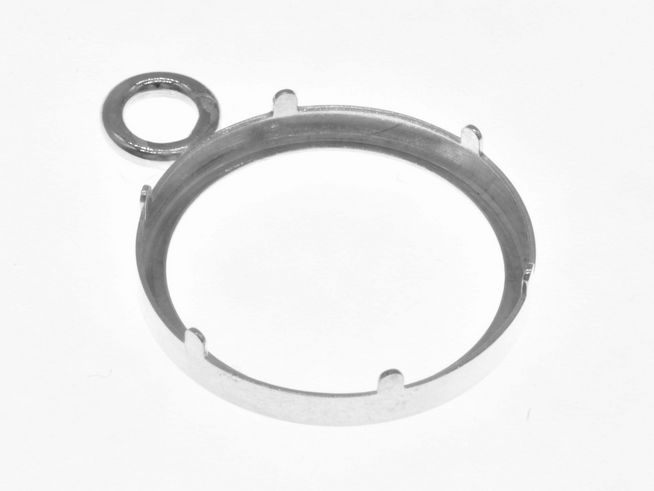 Schlichter Münzfassung Anhänger aus 925 Sterling Silber, passend für Münzen mit maximal 24 mm Durchmesser, hergestellt von Juwelier Harnisch. Ideal für individuelle Schmuckgestaltungen.