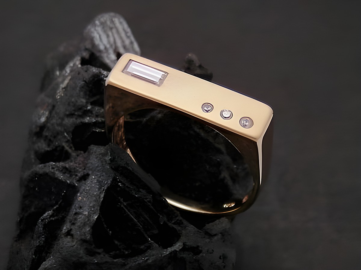 Gold Ring - ausdrucksstark - Gold 585 - Zirkonia - Goldring - Gr. 56,5, Hersteller: Juwelier Harnisch, bis Gr. 58/18,5, modern gestaltet mit klaren Linien und funkelnden Zirkonia.