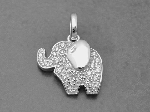 Elefant Sterling Silber Anhänger mit Zirkonia, Hersteller Juwelier Harnisch, stilvolles Tierdesign für modische Akzente.