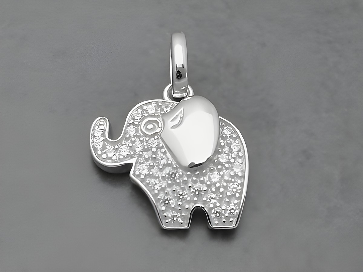Elefant Sterling Silber Anhänger mit Zirkonia, Hersteller Juwelier Harnisch, stilvolles Tierdesign für modische Akzente.