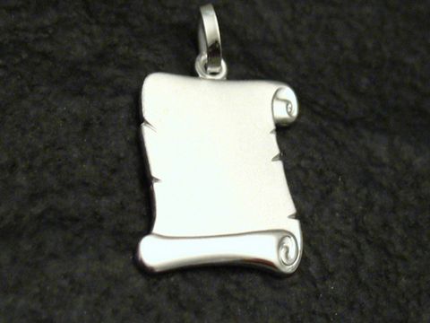 Gravurplatte Schriftrolle 23,4mm 925 Silber Anhänger, Hersteller Juwelier Harnisch, schlicht und elegant gestaltet, ideal für persönliche Gravuren.