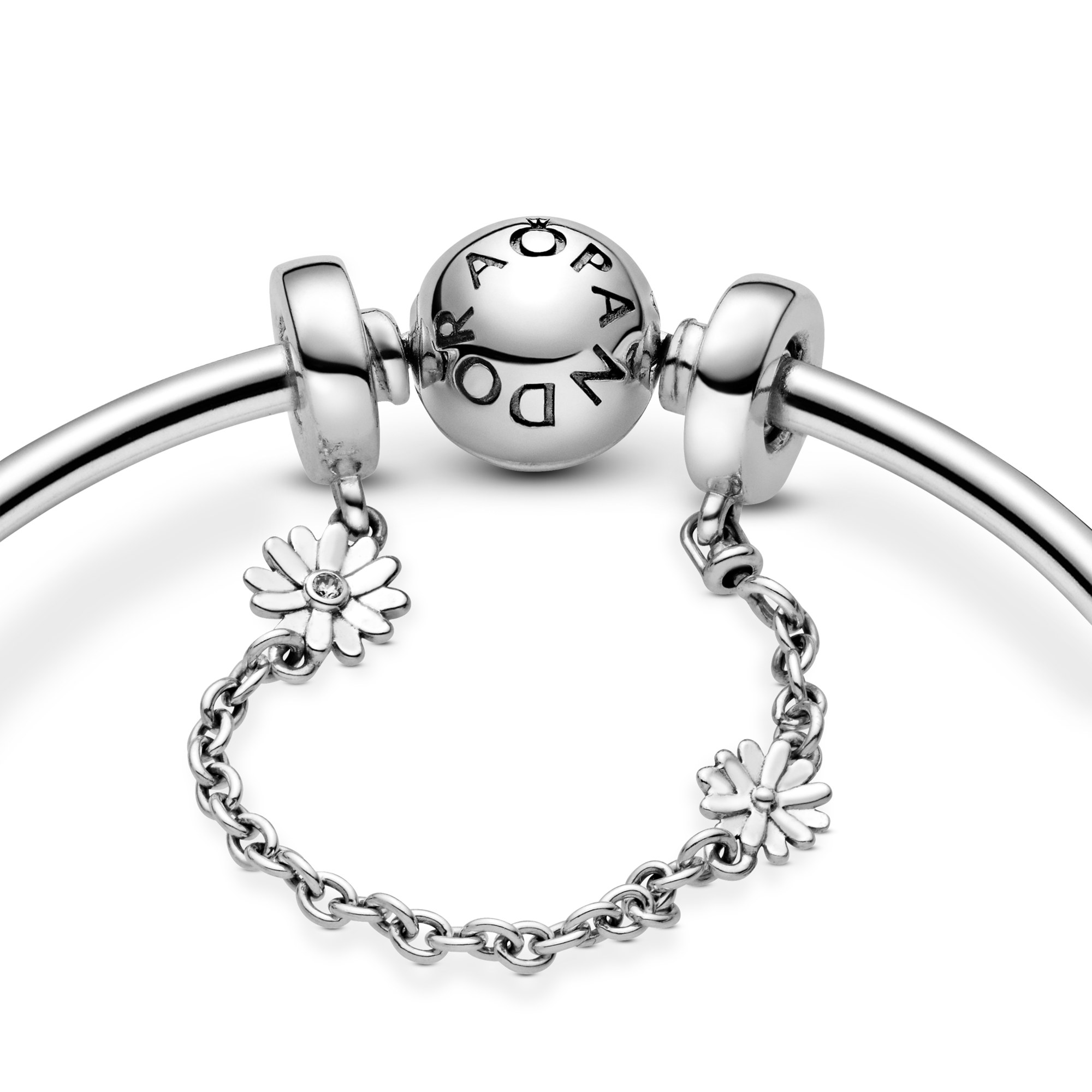 Pandora Silber - Sicherheitskettchen - Blümchen - Zirkonia - 50 mm - 5 cm – Ansicht 3