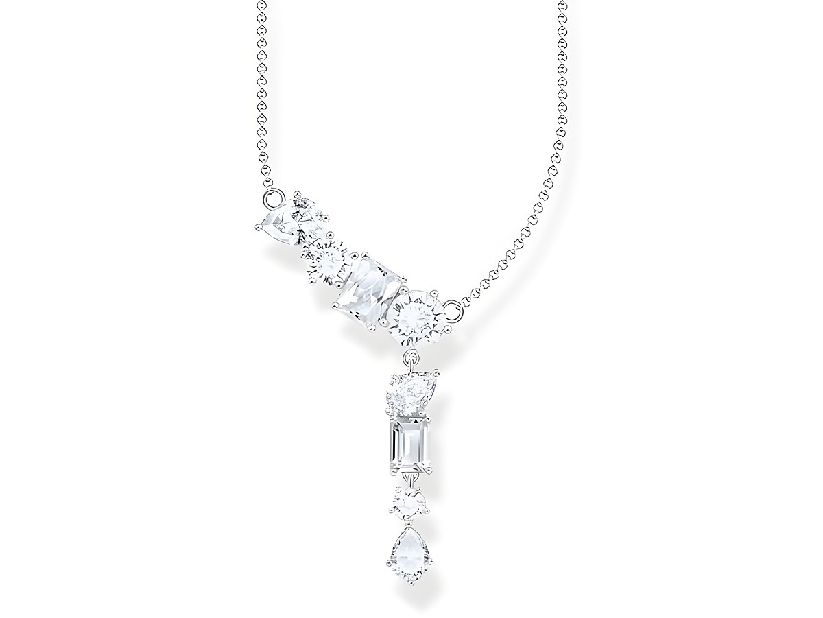 Thomas Sabo Kette KE2194-051-14-L45V aus Silber mit funkelnden Zirkonia in Weiß, elegant gestaltet, ideal für glamouröse Anlässe, Länge 45 cm, passt perfekt zu verschiedenen Outfits.
