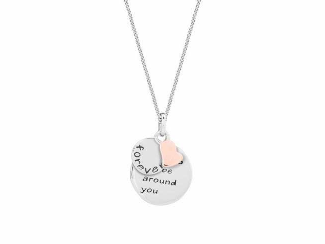 Sterling Silber Kette XS3447R von Xenox mit einer Ankerkette in Roségold Verg. und zwei Anhängern mit eingravierten Texten für eine persönliche LOVE STORY.