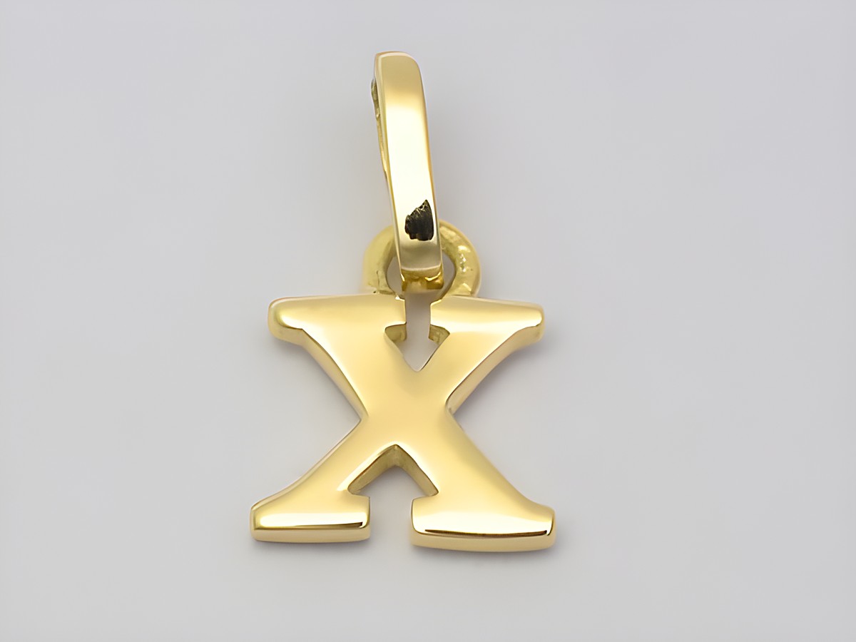 Buchstaben Anhänger X aus 925 Sterling Silber vergoldet, Hersteller Juwelier Harnisch, elegantes Design und hochwertige Verarbeitung. Ideal als Schmuckstück für jeden Anlass.