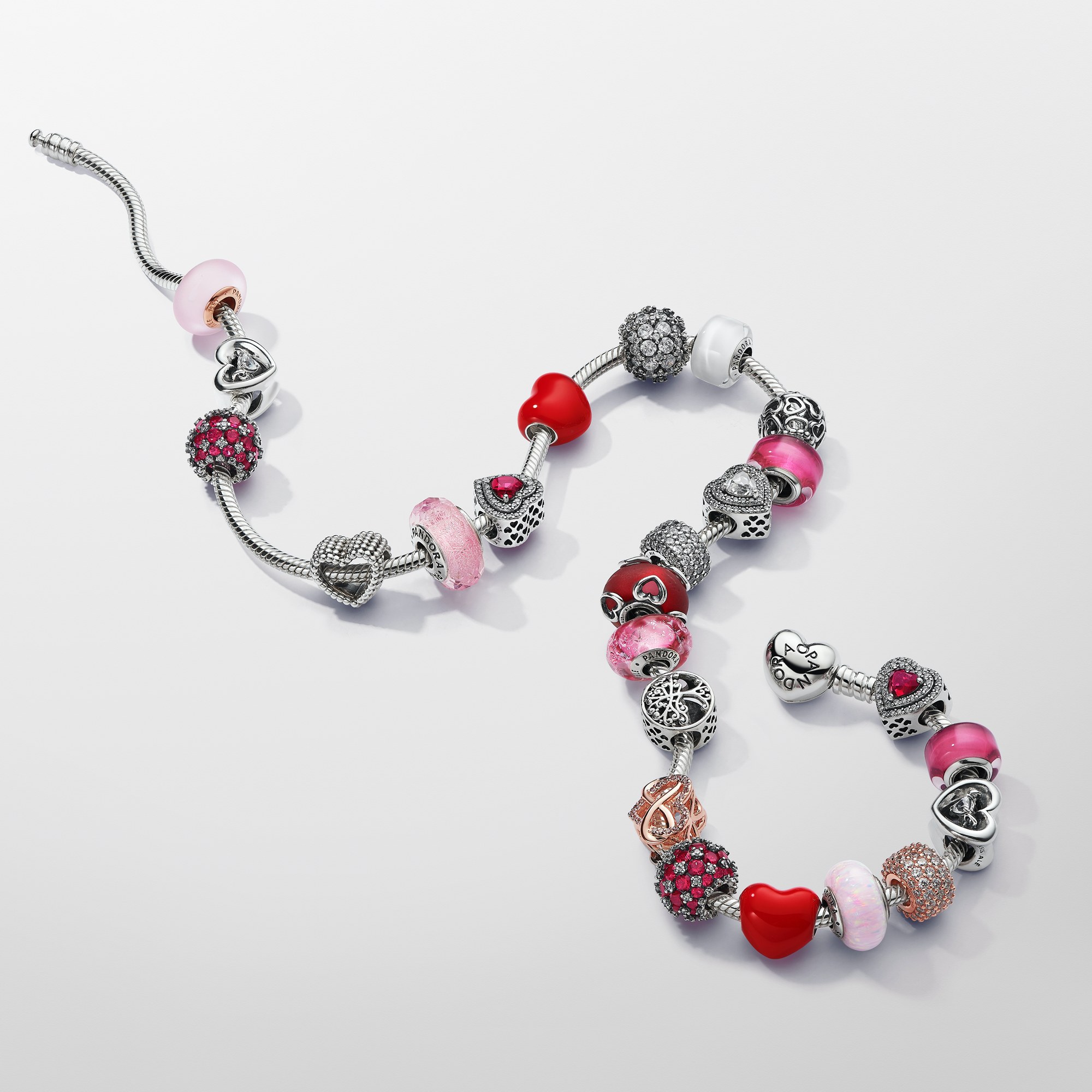 Pandora Schlangen-Gliederhalskette mit Herzverschluss - Sterling Silber - 45 cm – Ansicht 3