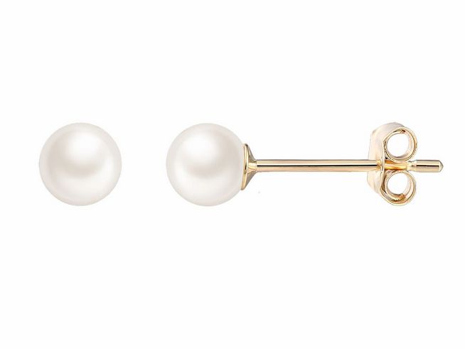 Gelbgold Ohrstecker von Xenox mit polierten, echten Perlen. Elegantes Design und hochwertige Verarbeitung, ideal für jeden Anlass und perfekt für stilbewusste Trägerinnen.
