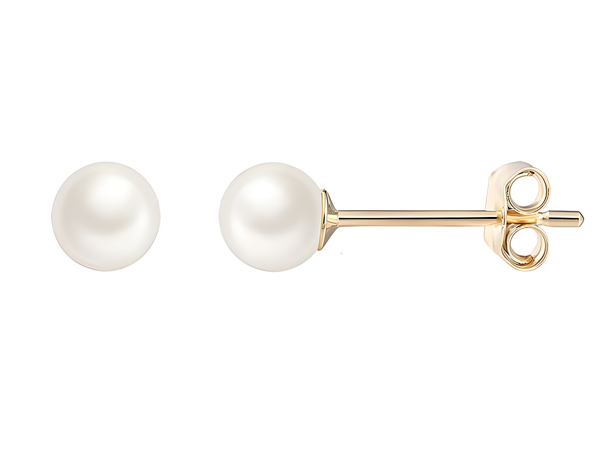 Gelbgold Ohrstecker von Xenox mit polierten, echten Perlen. Elegantes Design und hochwertige Verarbeitung, ideal für jeden Anlass und perfekt für stilbewusste Trägerinnen.