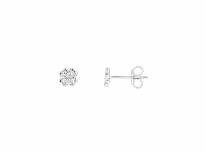 Sterling Silber Ohrringe in Kleeblatt-Form von Xenox, Modell XS3471 - EAR CANDIES, elegant und filigran, perfekt für jeden Anlass, Ohrschmuck mit zeitlosem Design.