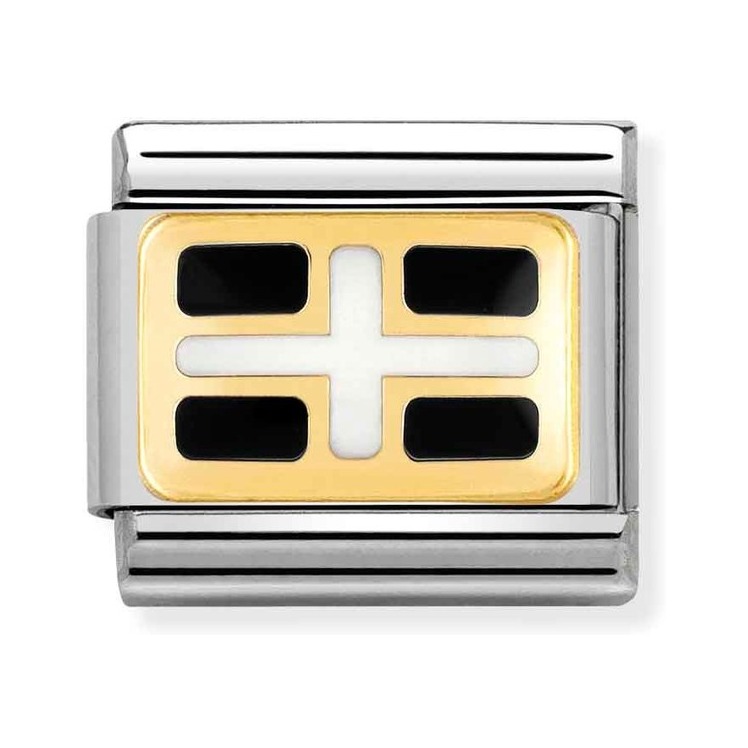 Nomination Composable Classic Charm Flagge Cornwall - Edelstahl, Gold 750 Gelbgold, Emaille