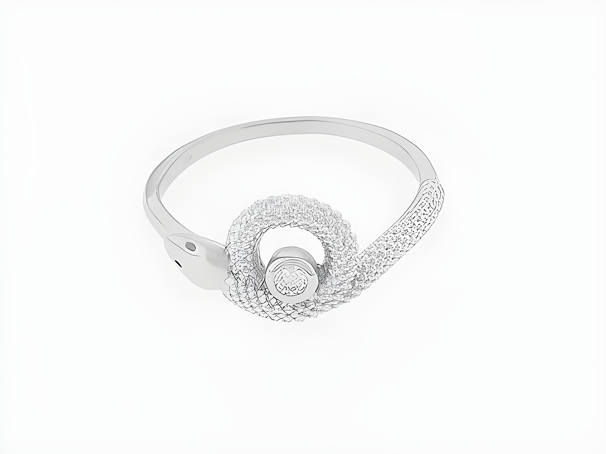 Silber rhodiniert Ring in Größe 48 mit einem mystischen Design, verziert mit Zirkonia, Hersteller Juwelier Harnisch, ideal bis Größe 48.