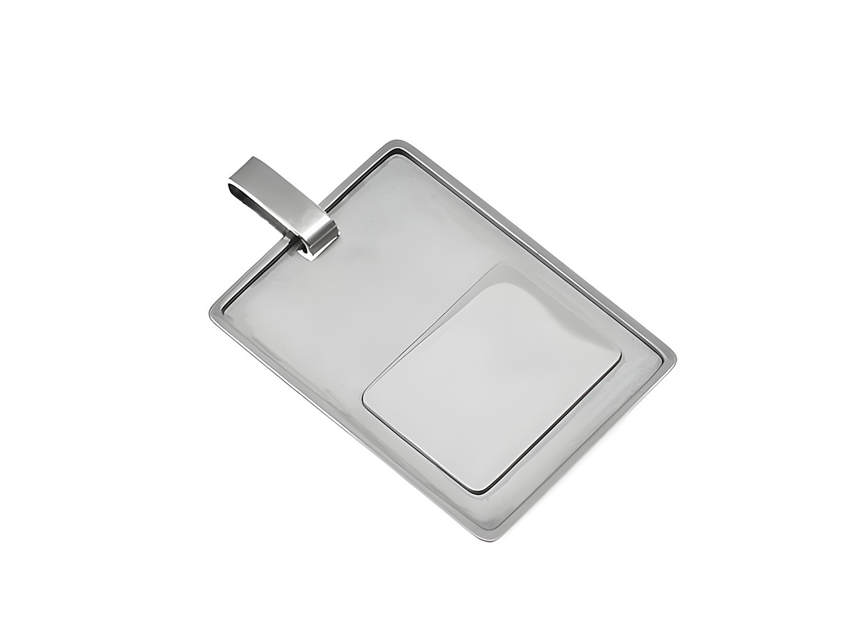 Gravurplatte aus Silber, schlichtes Design, ideal als Anhänger. Hersteller Juwelier Harnisch, eignet sich perfekt für persönliche Gravuren oder als stilvolles Schmuckstück.