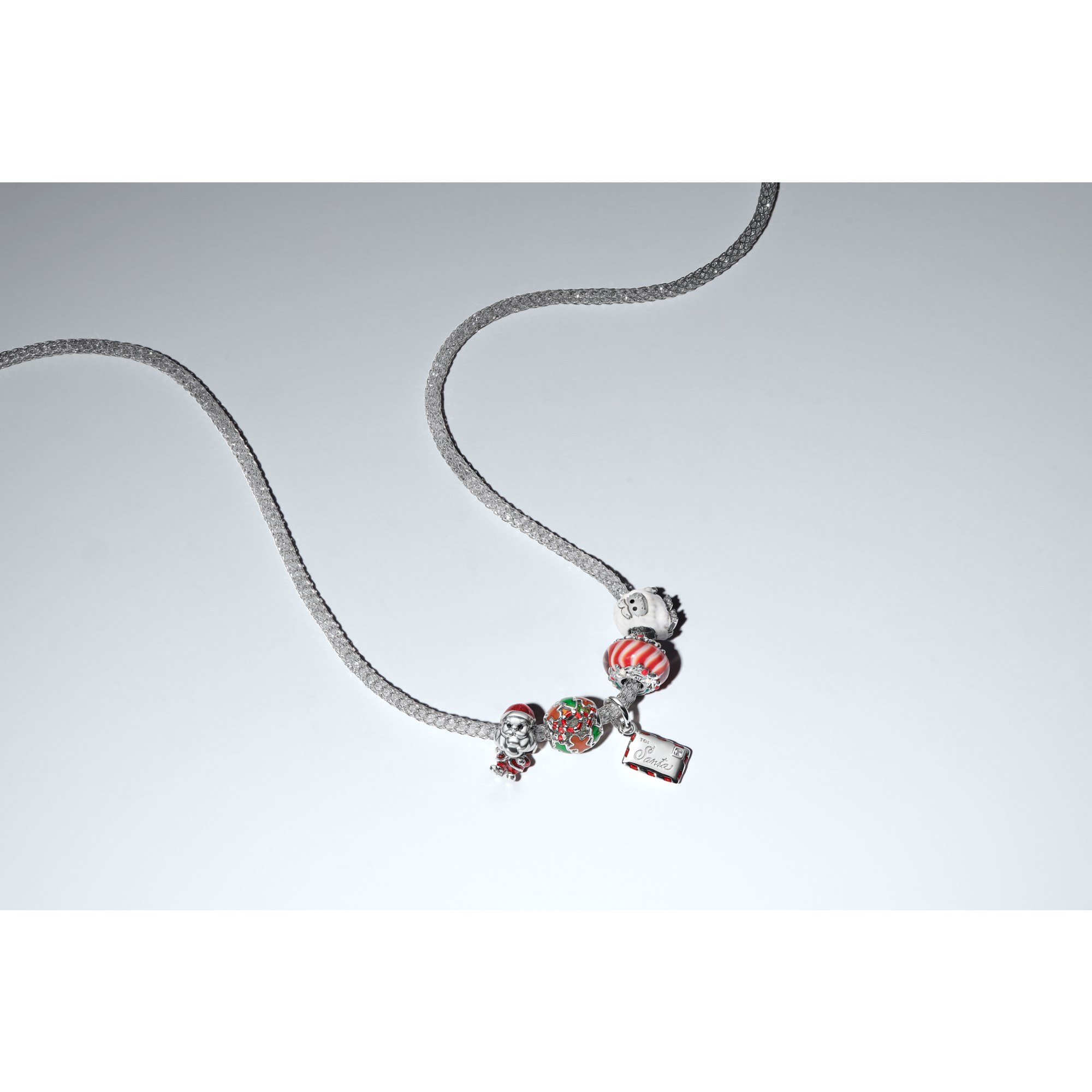 Pandora charm beweglicher Weihnachtsmann Charm - Silber mit glitzernder Emaille – Ansicht 5