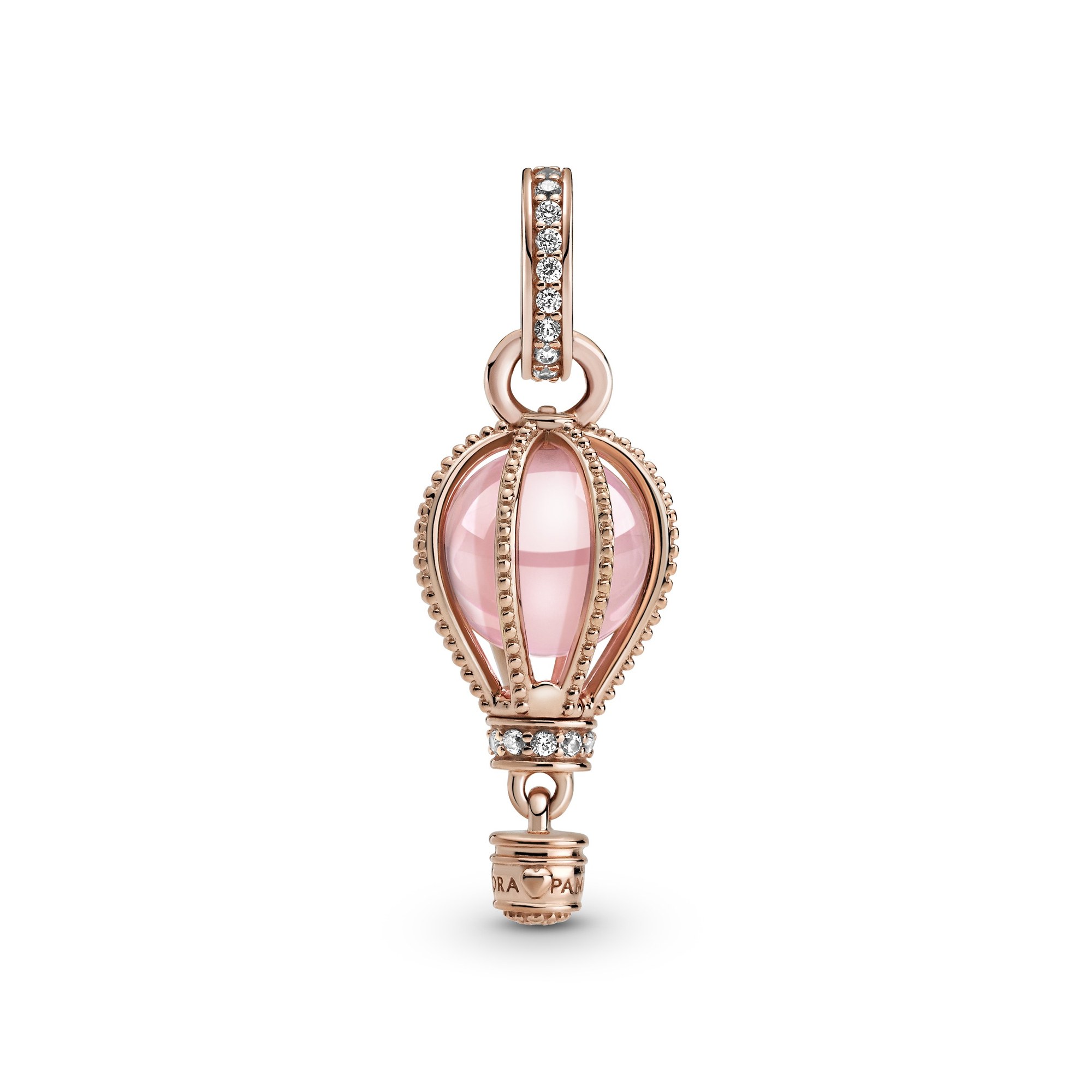 Pandora Rosé Funkelnder rosa Heißluftballon-Anhänger - Steinmix Ansicht 2 – Ansicht 2
