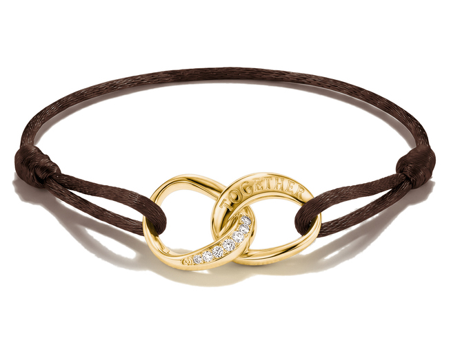 Thomas Sabo Together - A2236-M03-2-L24V Armband - 24 cm - 18K Gelbgold-Vergoldung & Textil - braun