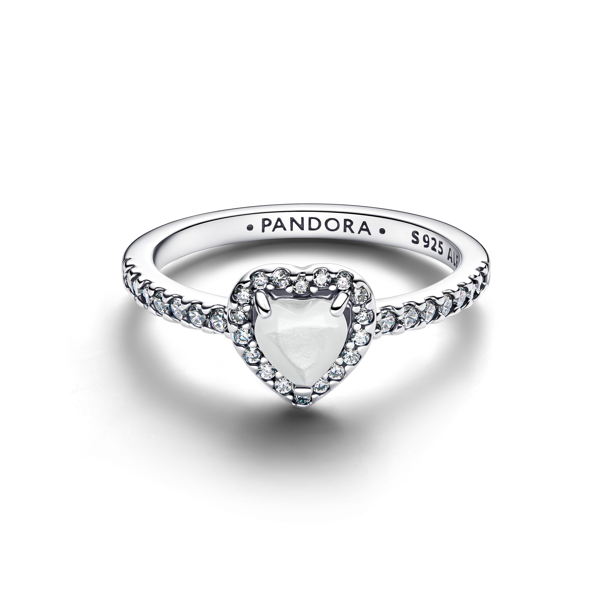 Pandora weißer Herz Ring - Sterling Silber - Kristall – Ansicht 2