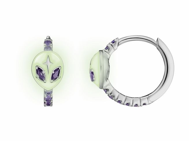 Thomas Sabo Creolen CR721-041-13 aus Silber mit violettem Emaille und Zirkonia, im Alien-Design, leuchtend und modern, ideal für einen auffälligen Look.