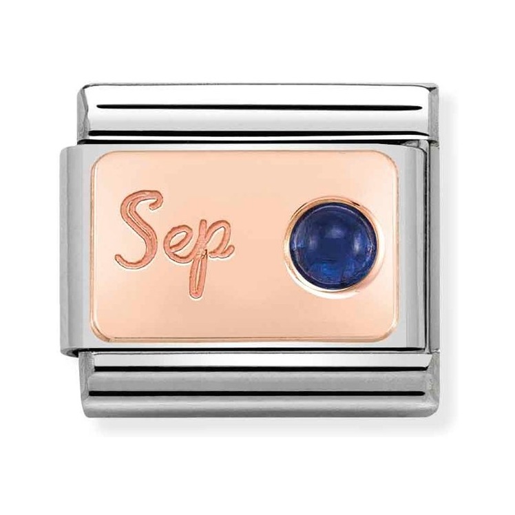 Nomination Composable Classic Charm Monatsstein September Saphir - Edelstahl, Gold 375 Roségold