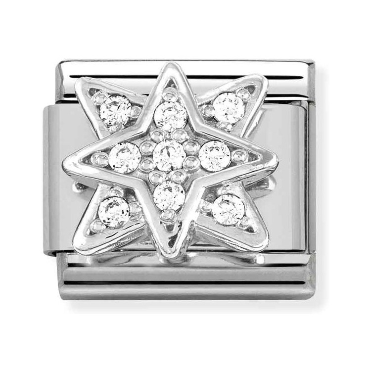 Nomination Composable Classic Charm Windrose - Edelstahl, Sterling Silber, Zirkonia