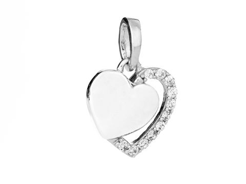 Herz Anhänger aus Silber, rhodiniert, mit weißen Zirkonia verziert, wunderschönes Design von Juwelier Harnisch, ideal als Schmuckstück oder Geschenk.