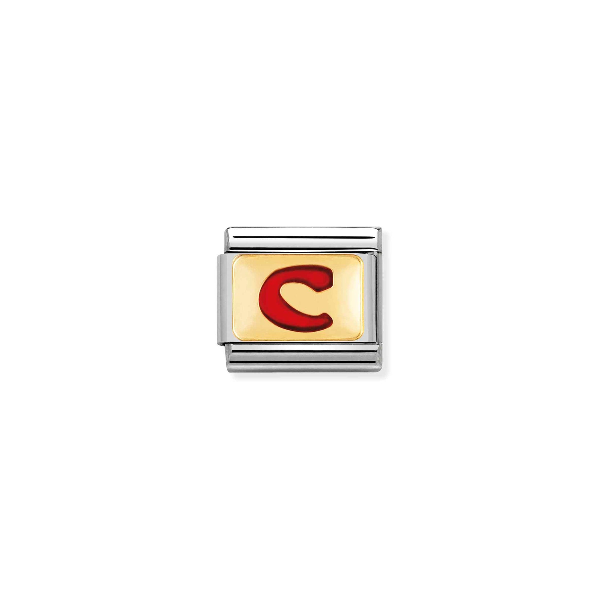Nomination Composable Classic Charm Buchstabe C rot - Edelstahl, Gold 750 Gelbgold, Emaille