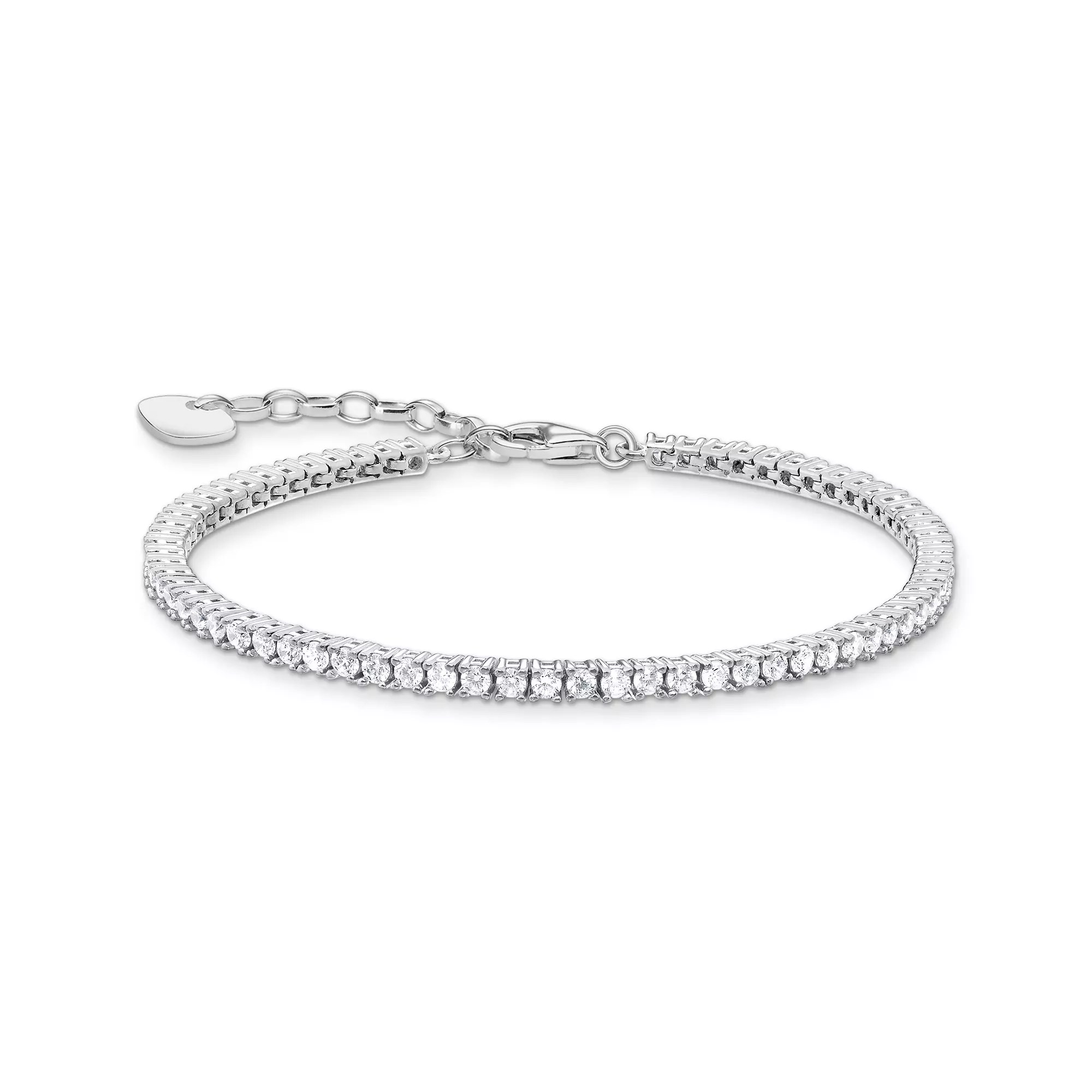 Thomas Sabo Tennisarmband mit weißen Steinen Silber – Zirkonia – runde Steine – 19 cm