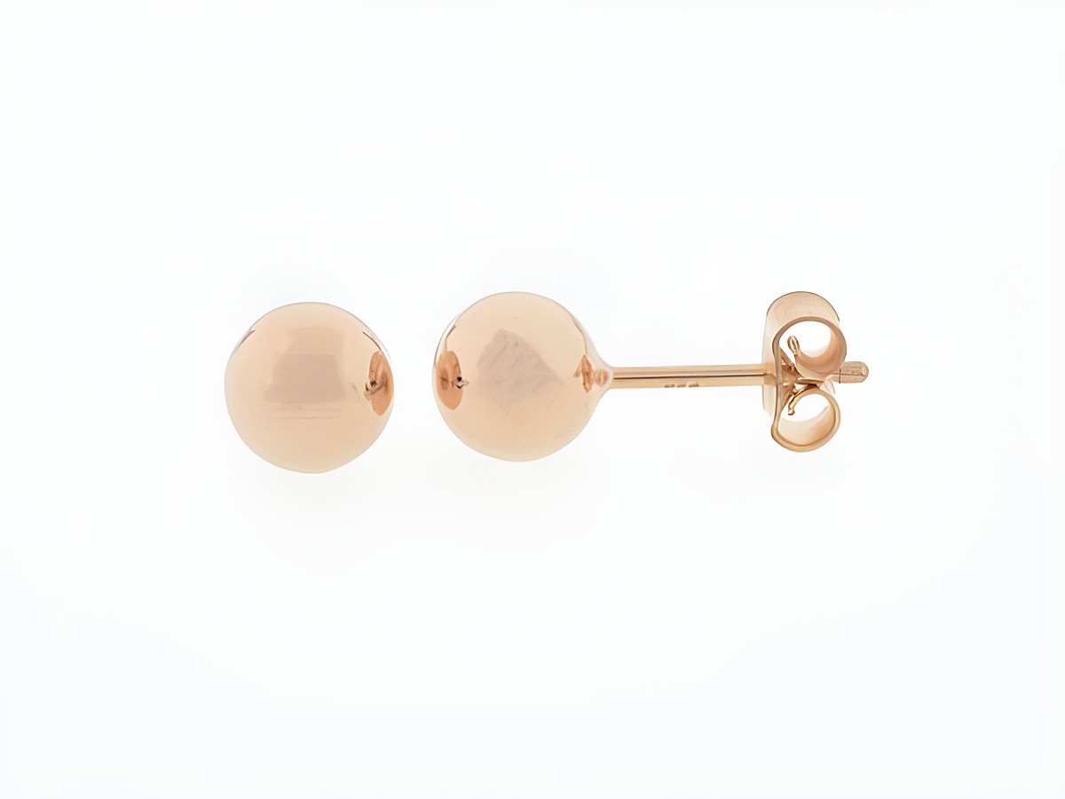 Silber Ohrringe Kugel Silber rosé vergoldet 6 mm Stecker von Juwelier Harnisch ohne Stein in elegantem Design. Perfect für jeden Anlass.