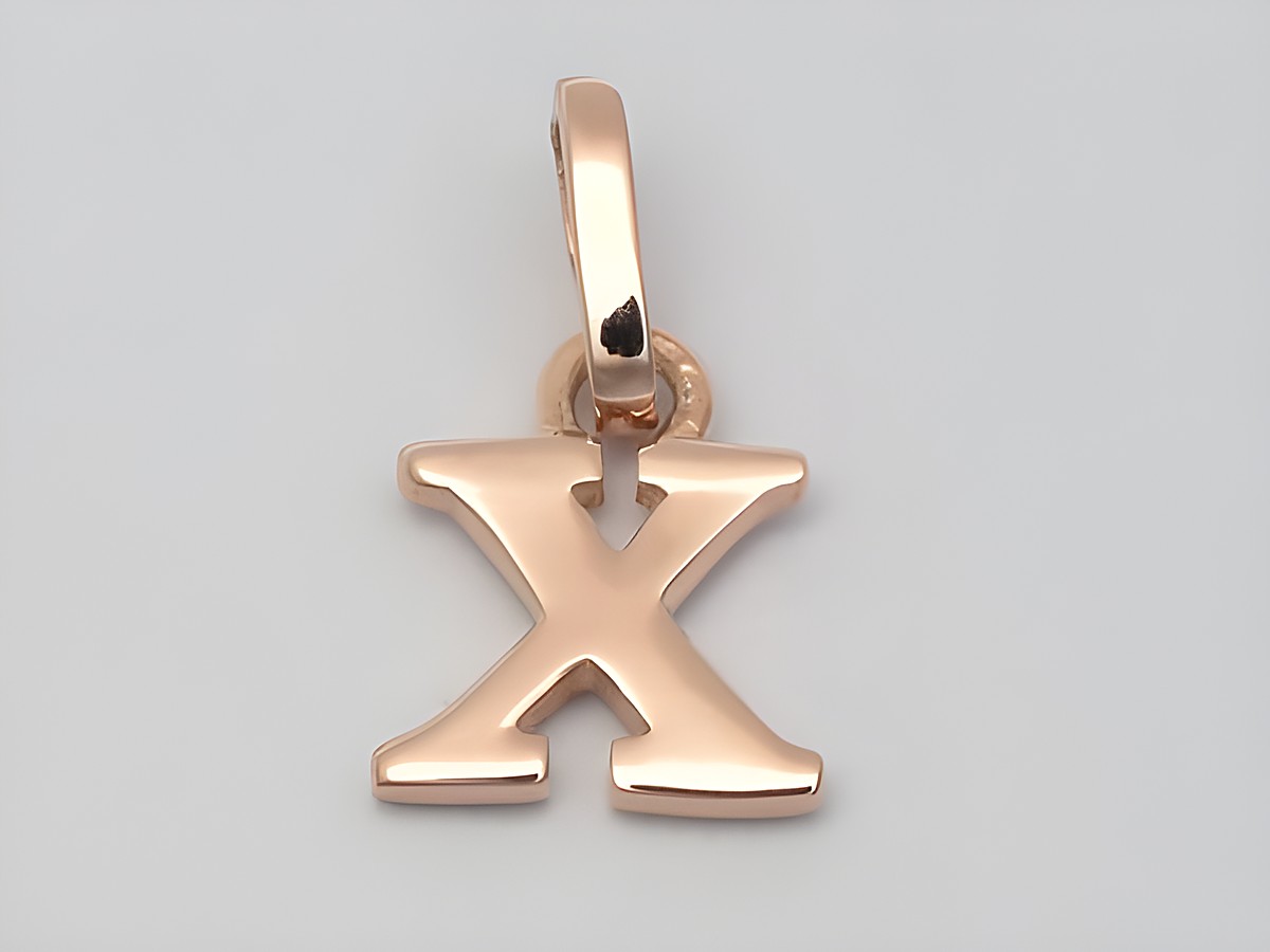 Buchstaben Anhänger X aus 925 Sterling Silber, rosé vergoldet, vom Hersteller Juwelier Harnisch, ideal für individuelle Schmuckgestaltungen.