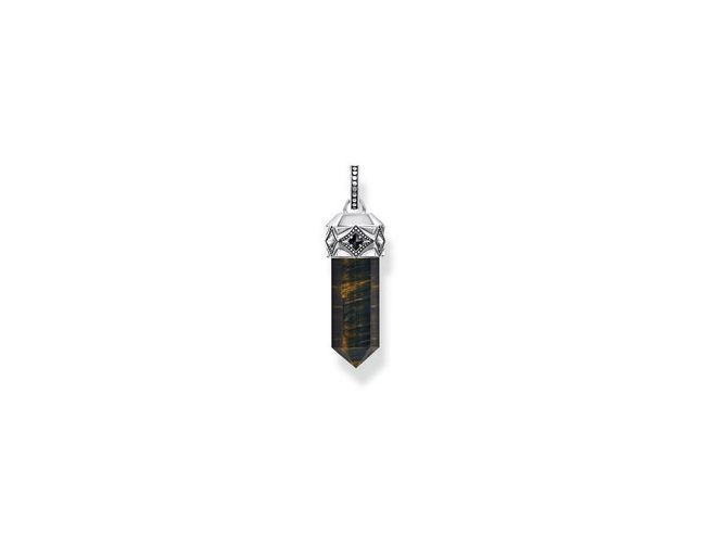 Thomas Sabo PE964-950-1 Anhänger aus geschliffenem goldblauen Tigerauge mit Silber und Zirkonia in Blau, minimalistisches Design, ideal für modische Akzente.