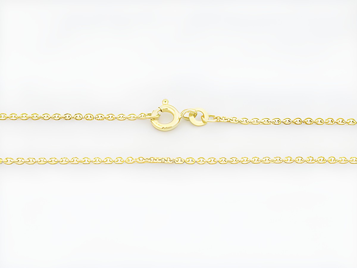 Gold Ankerkette 38 cm Gold 585 mit einer Drahtstärke von 1,5 mm, gefertigt vom Juwelier Harnisch, ideal für Taufringe. Hochwertige Verarbeitung und ansprechendes Design.