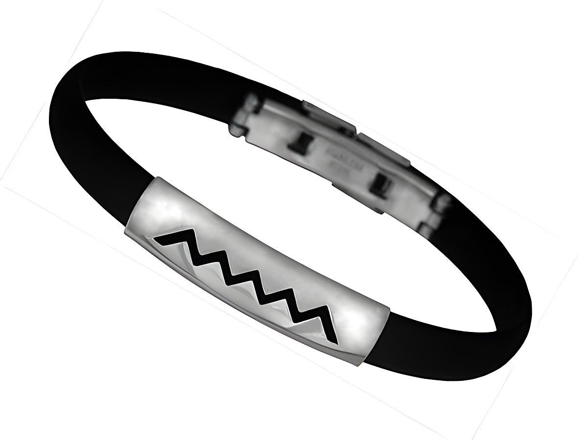 Kautschuk-Edelstahl Armband mit Zacken Design Muster, Hersteller Juwelier Harnisch, robustes und modernes Design ideal für den Alltag oder besondere Anlässe.