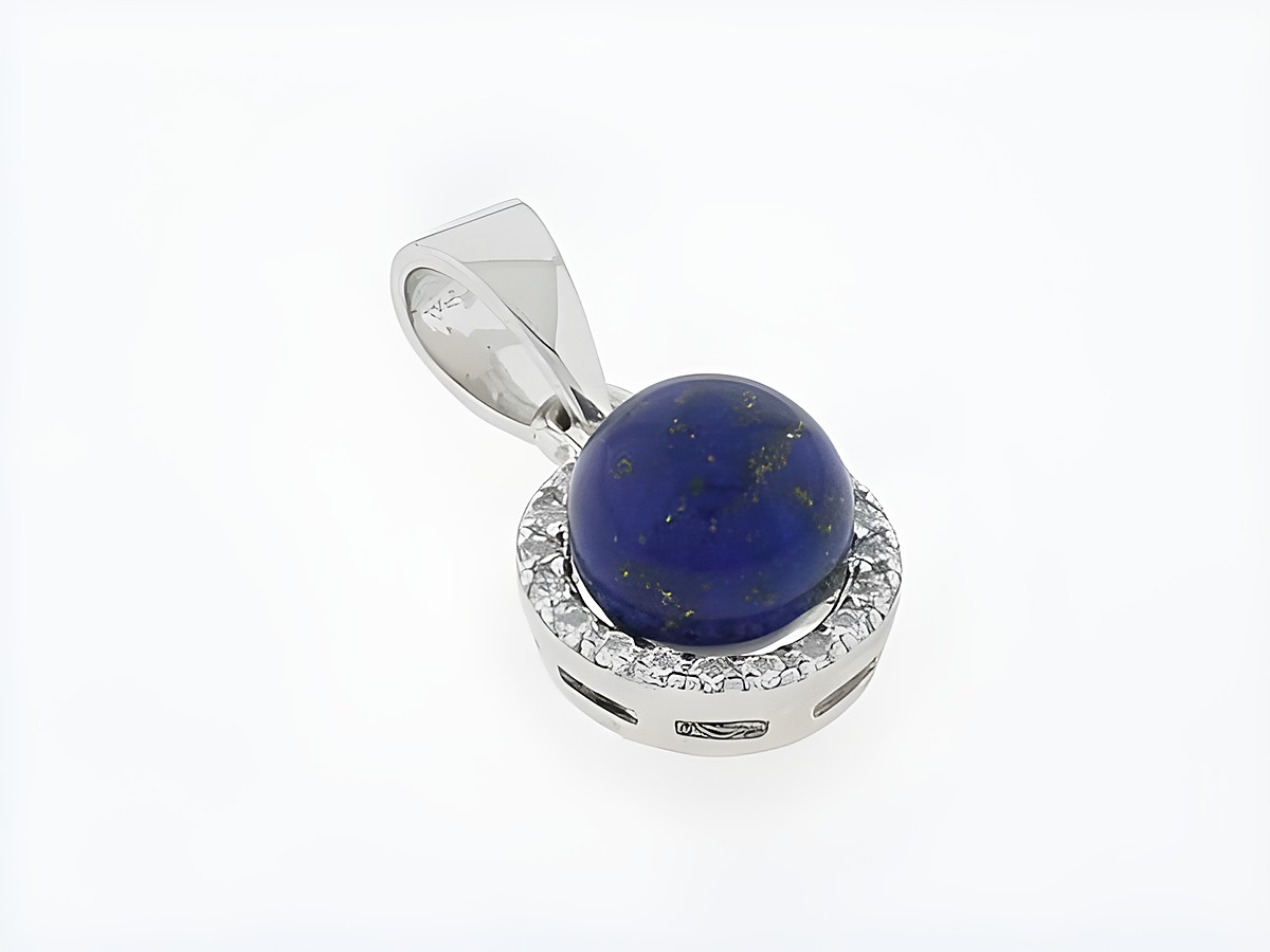 Runder Silber Anhänger mit edlem Lapis und klaren Zirkonia, Hersteller Juwelier Harnisch, weitere Steine, perfekt für stilvolle Akzente.