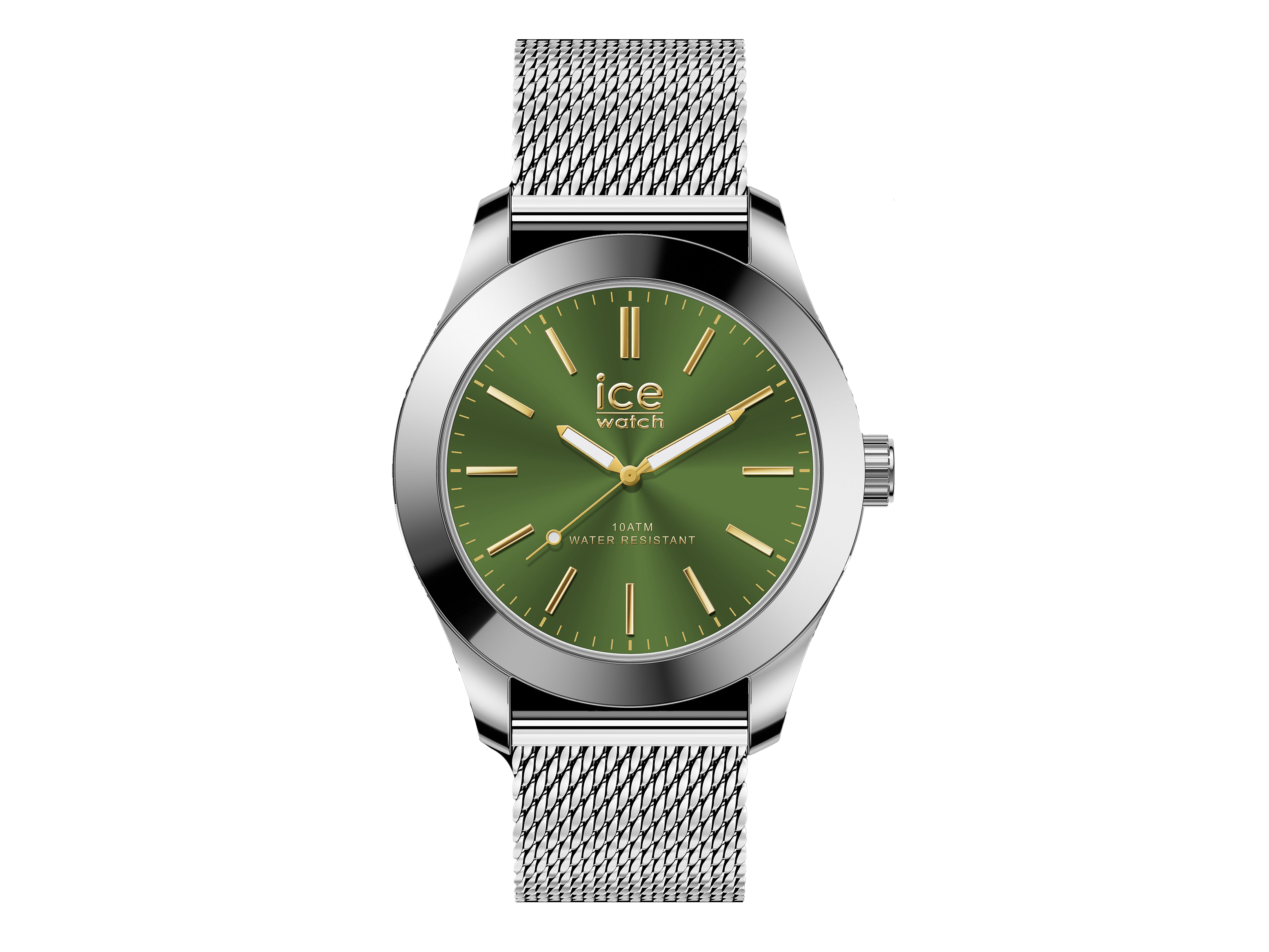 Die Ice Watch 024749 ICE steel in silber-grün präsentiert ein elegantes Design mit einem grünen Zifferblatt und einem robusten Edelstahlarmband. Ideal für modebewusste Träger.