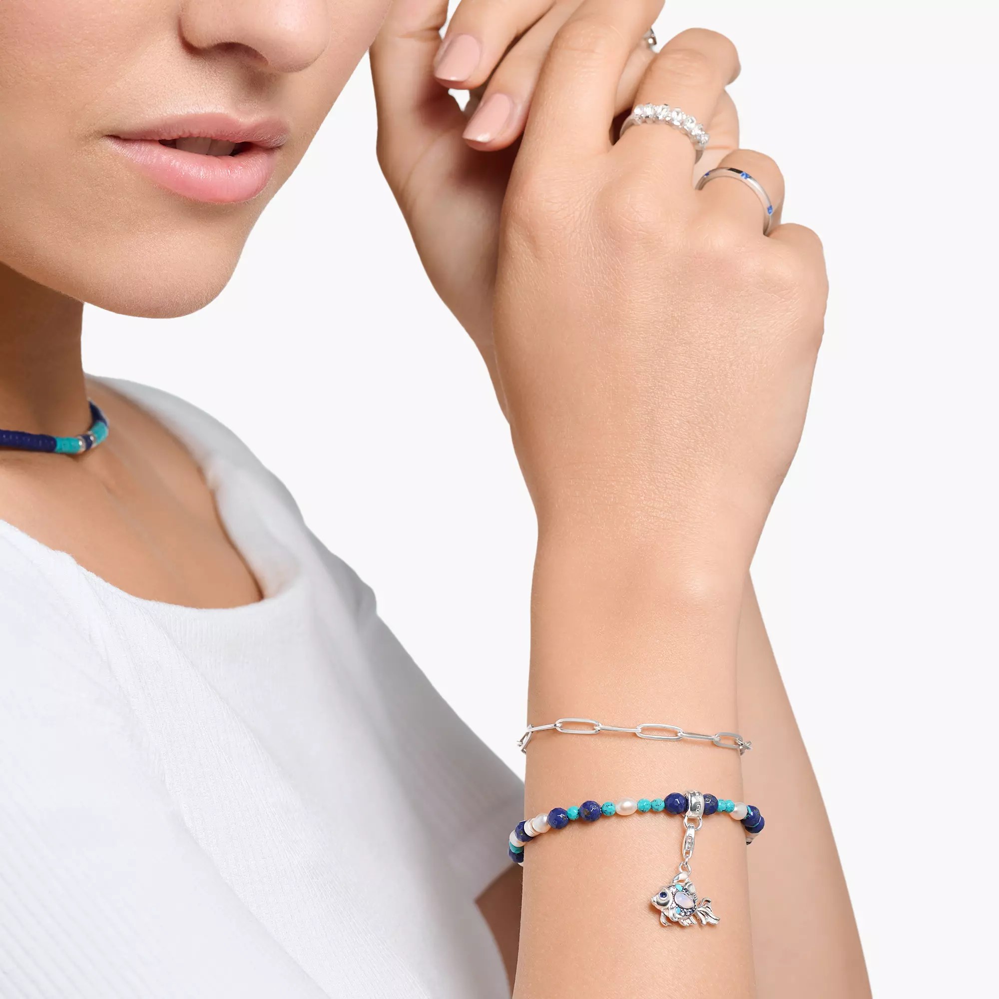 Thomas Sabo charm Fisch - Sterling Silber geschw. - Glas-Keramik - synth. Spinell – Ansicht 4